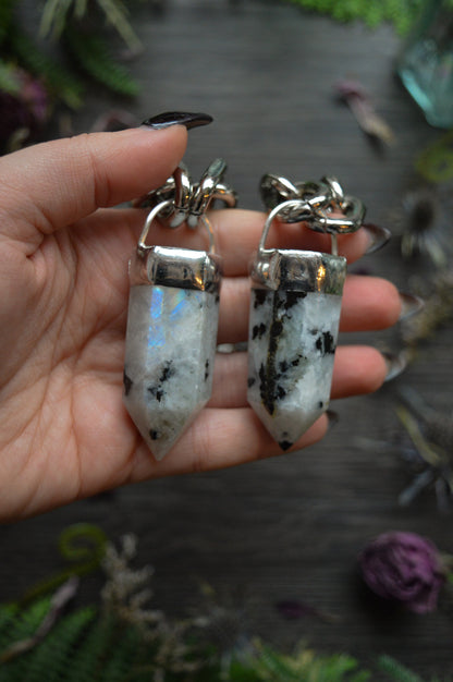 Rainbow Moonstone Chunky Chain Necklace