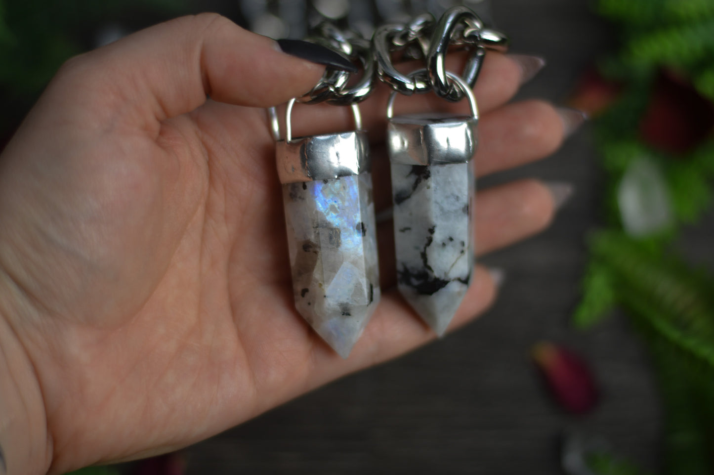 Rainbow Moonstone Chunky Chain Necklace