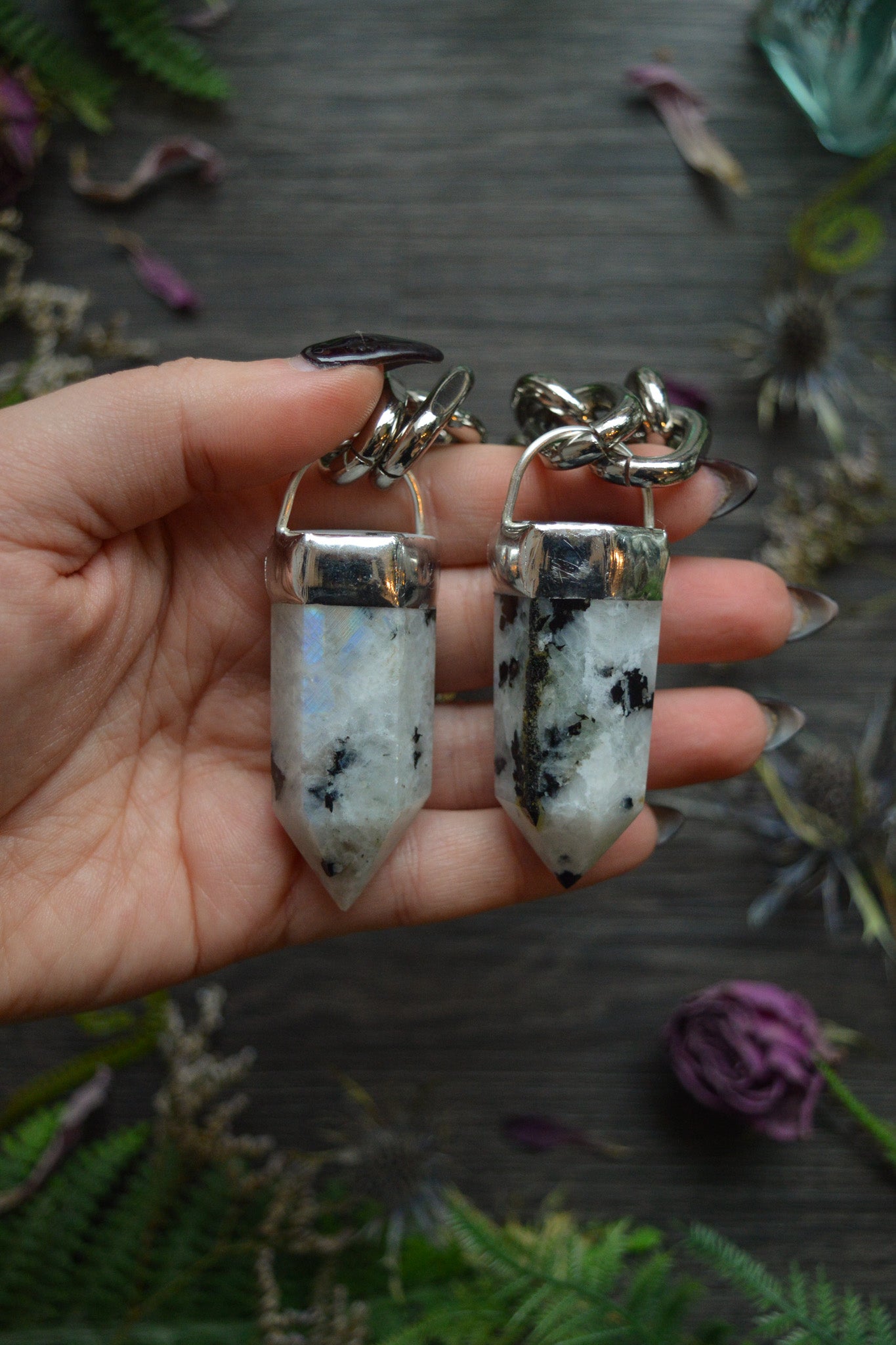 Rainbow Moonstone Chunky Chain Necklace