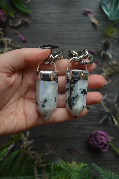 Rainbow Moonstone Chunky Chain Necklace