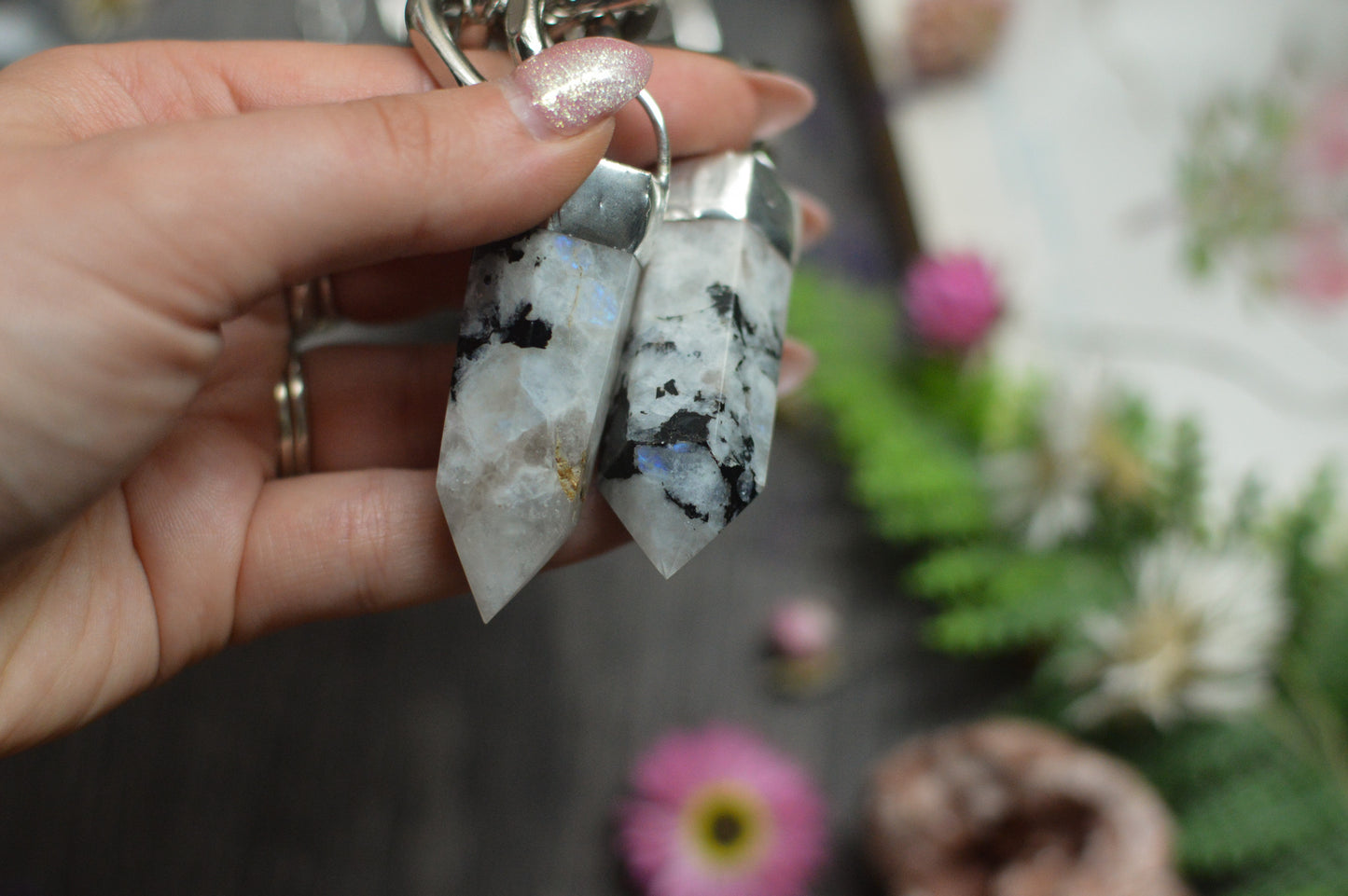 Rainbow Moonstone Chunky Chain Necklace