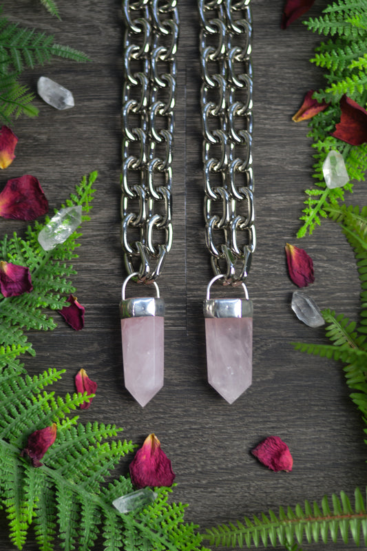 Rose Quartz Chunky Chain Necklace