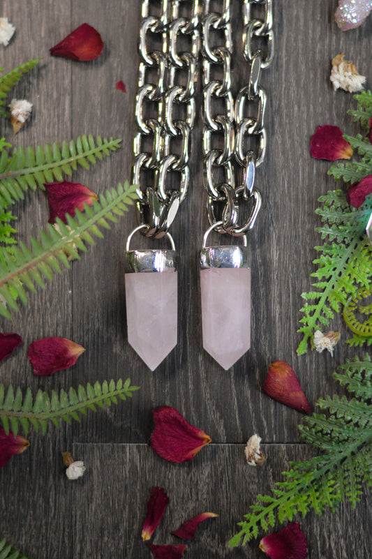 Rose Quartz Chunky Chain Necklace
