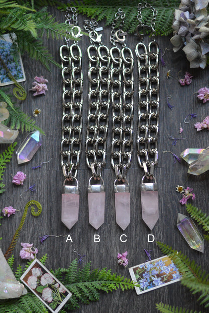 Rose Quartz Chunky Chain Necklace