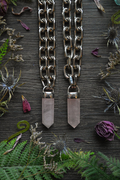 Rose Quartz Chunky Chain Necklace
