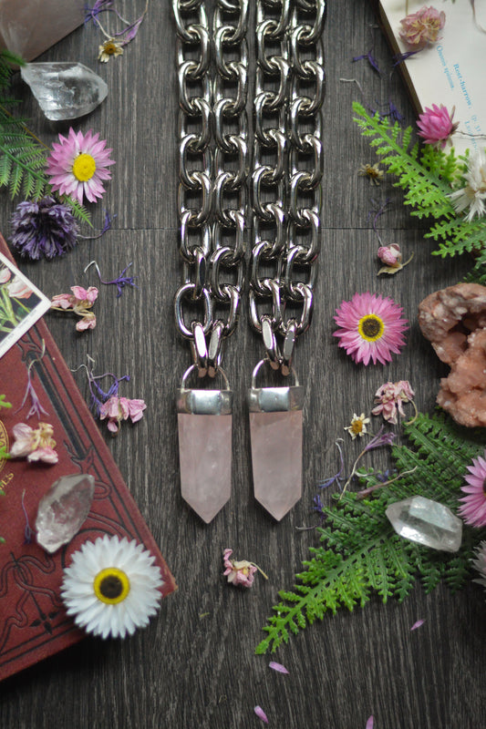 Rose Quartz Chunky Chain Necklace