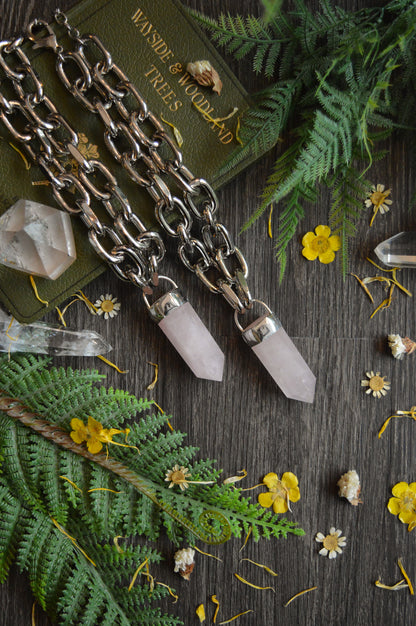Rose Quartz Chunky Chain Necklace