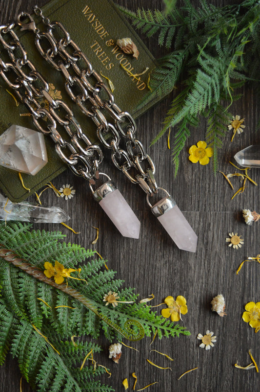 Rose Quartz Chunky Chain Necklace