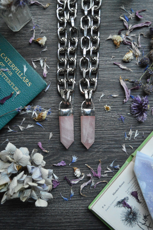 Rose Quartz Chunky Chain Necklace