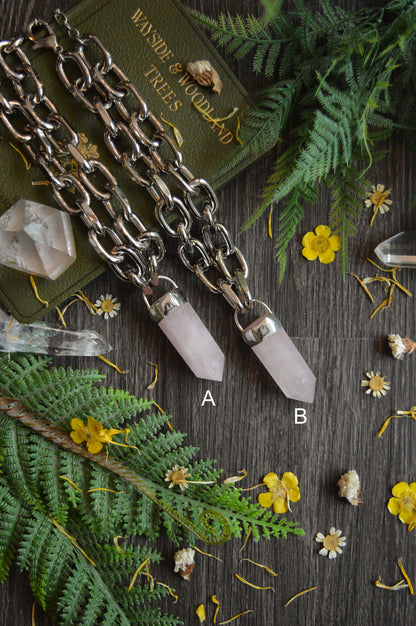 Rose Quartz Chunky Chain Necklace