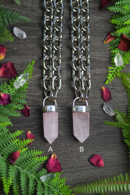 Rose Quartz Chunky Chain Necklace