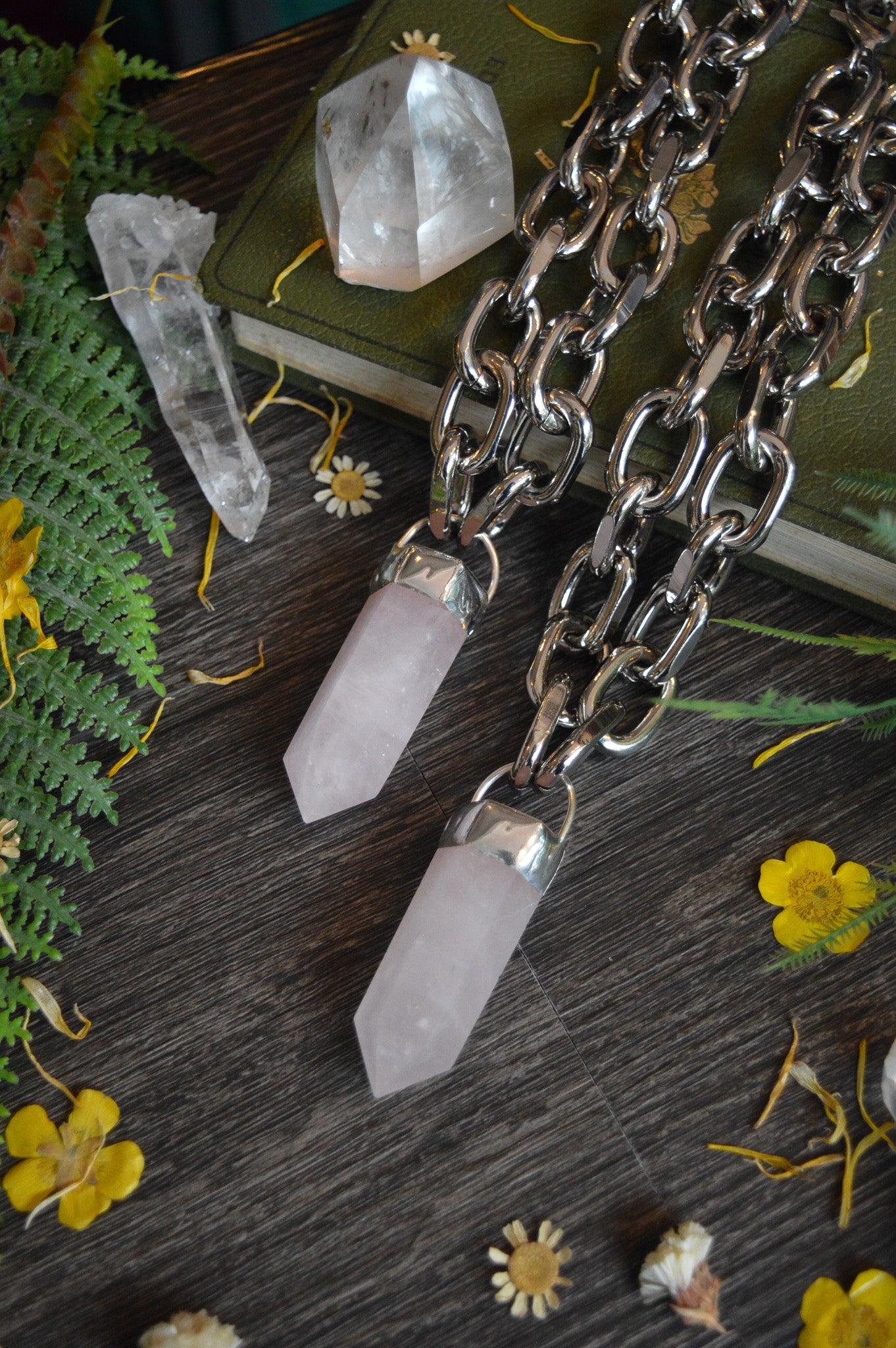 Rose Quartz Chunky Chain Necklace