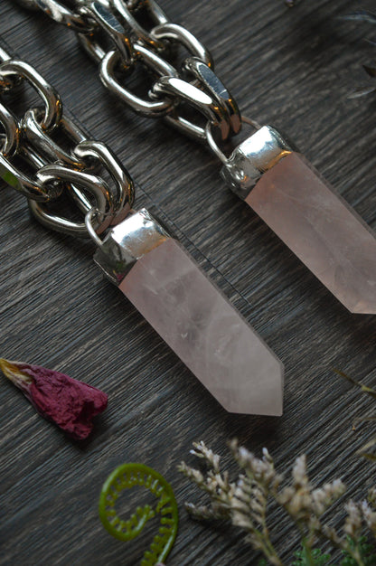 Rose Quartz Chunky Chain Necklace