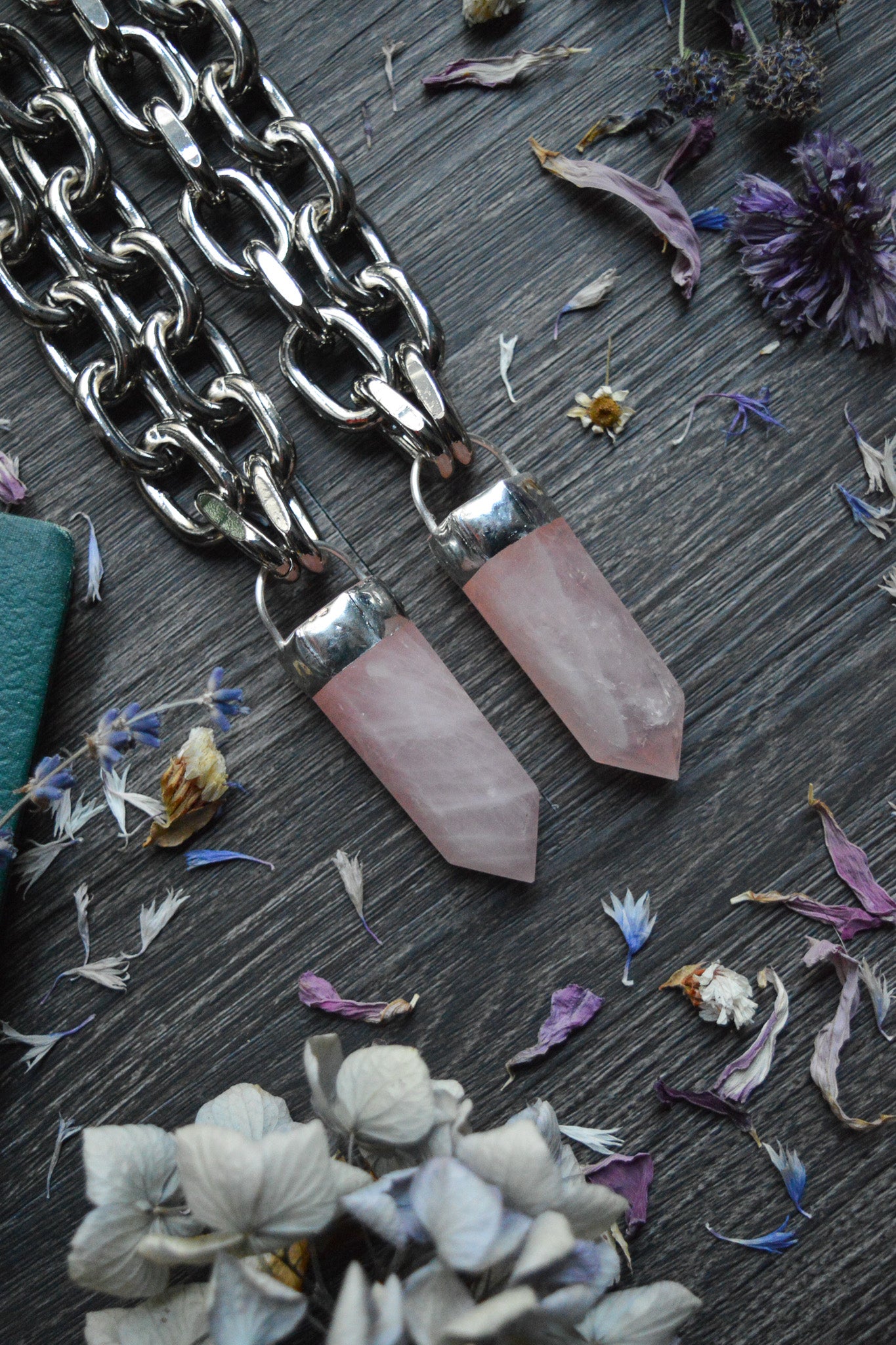 Rose Quartz Chunky Chain Necklace