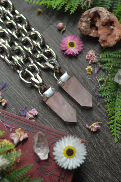 Rose Quartz Chunky Chain Necklace
