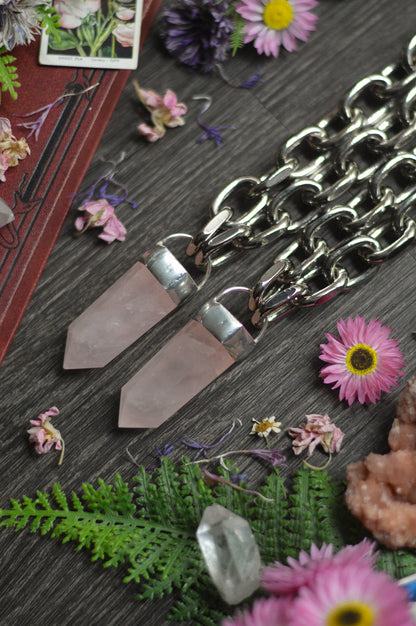 Rose Quartz Chunky Chain Necklace