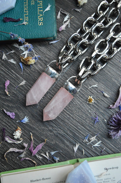 Rose Quartz Chunky Chain Necklace