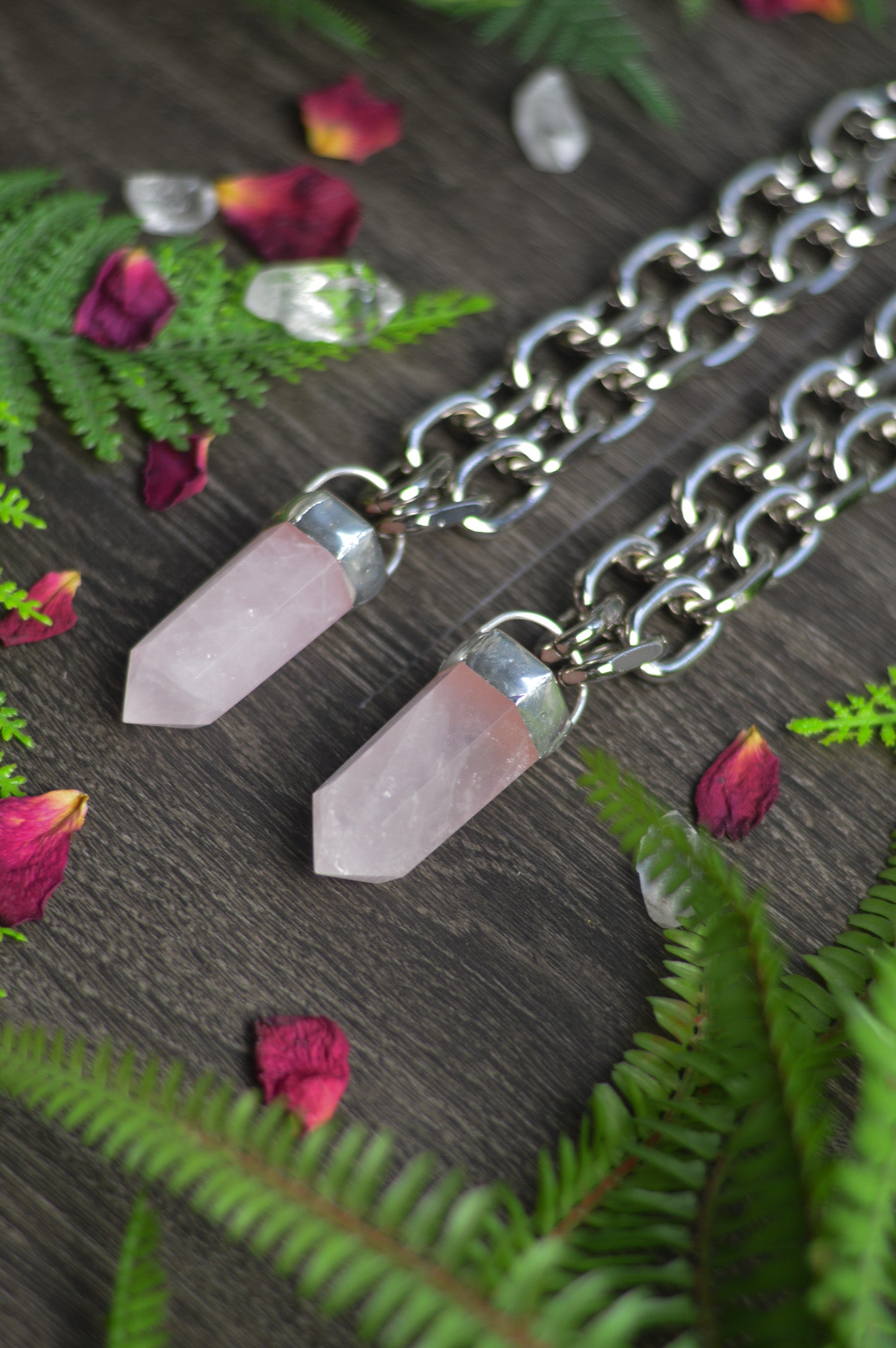 Rose Quartz Chunky Chain Necklace