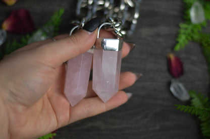 Rose Quartz Chunky Chain Necklace