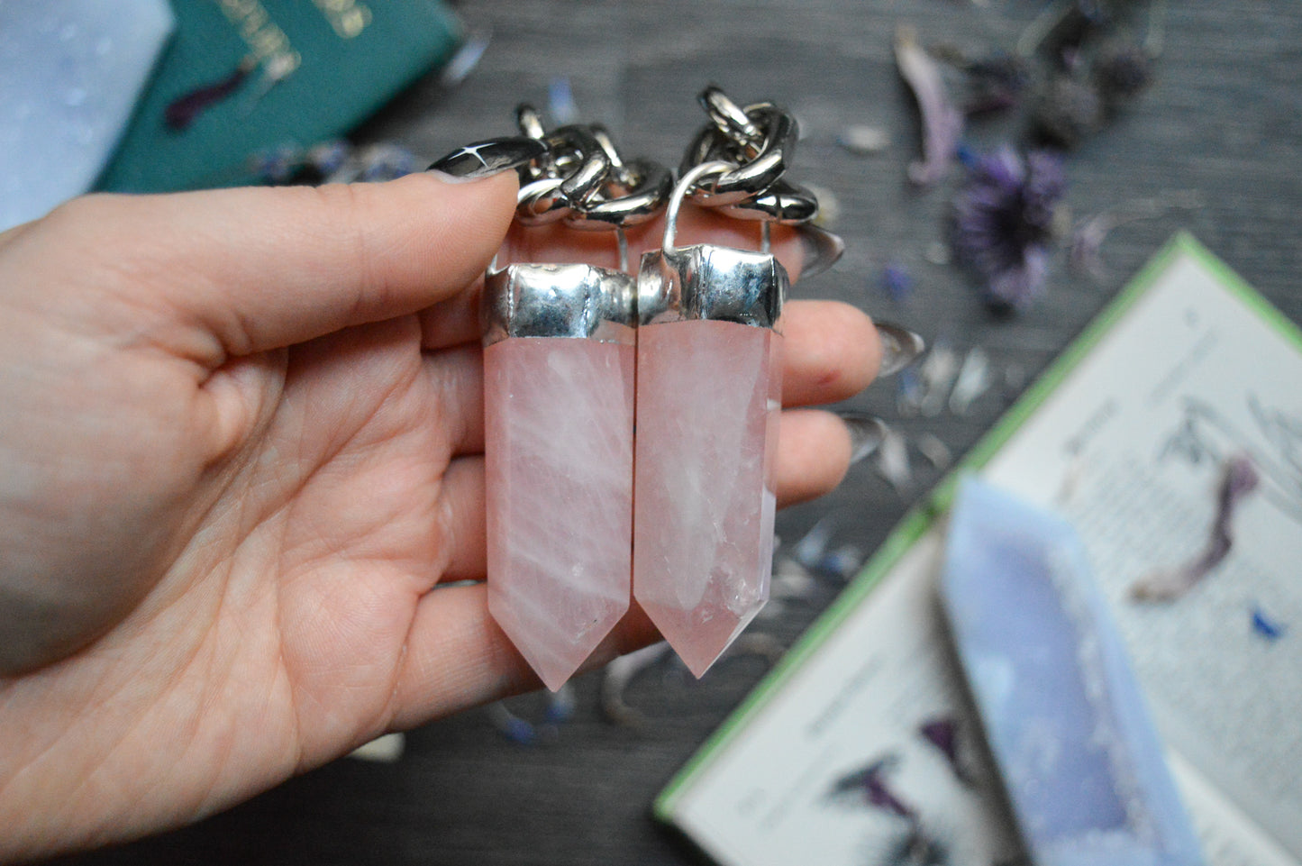 Rose Quartz Chunky Chain Necklace