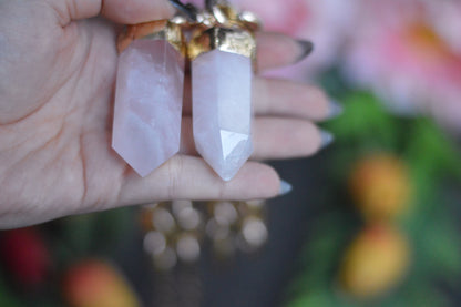 Rose Quartz Gold Tone Chunky Chain Necklace