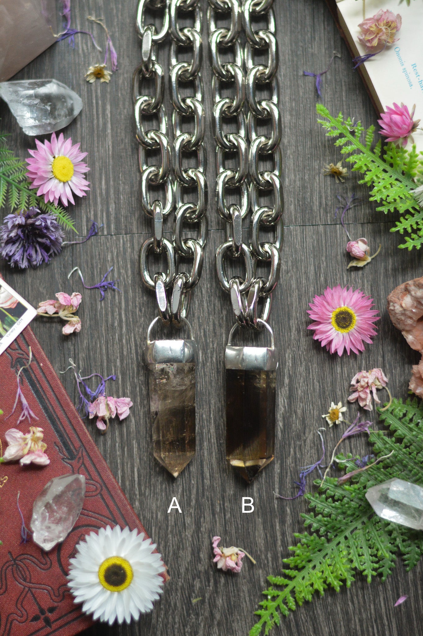 Smokey Quartz Chunky Chain Necklace