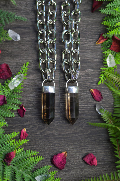 Smokey Quartz Chunky Chain Necklace