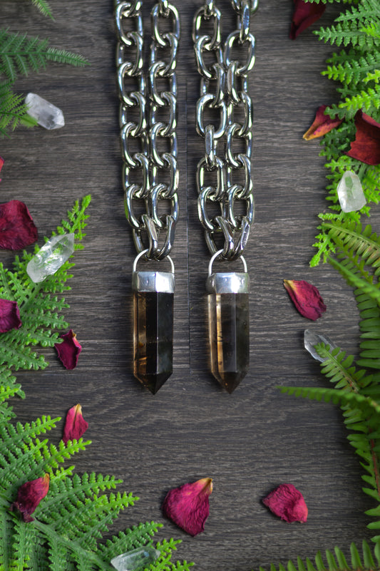Smokey Quartz Chunky Chain Necklace