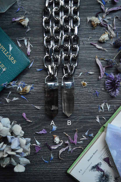 Smokey Quartz Chunky Chain Necklace