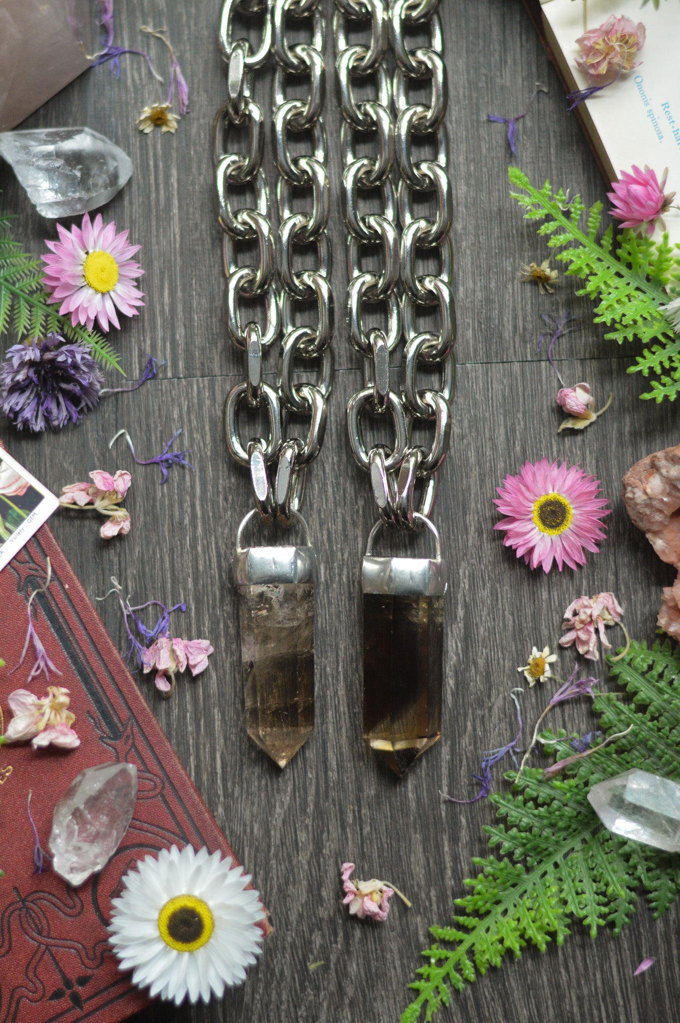 Smokey Quartz Chunky Chain Necklace