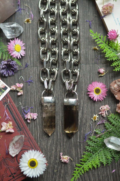 Smokey Quartz Chunky Chain Necklace