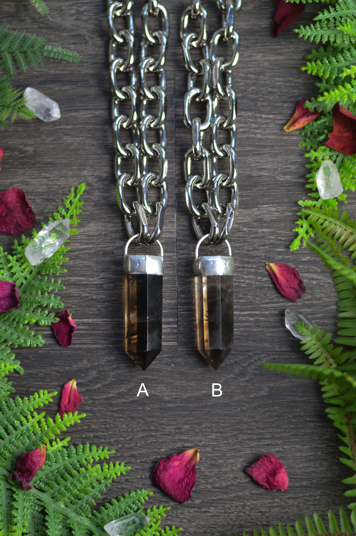 Smokey Quartz Chunky Chain Necklace