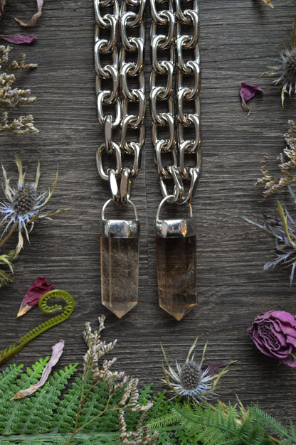 Smokey Quartz Chunky Chain Necklace