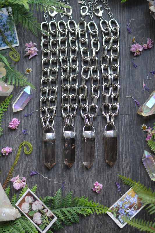 Smokey Quartz Chunky Chain Necklace
