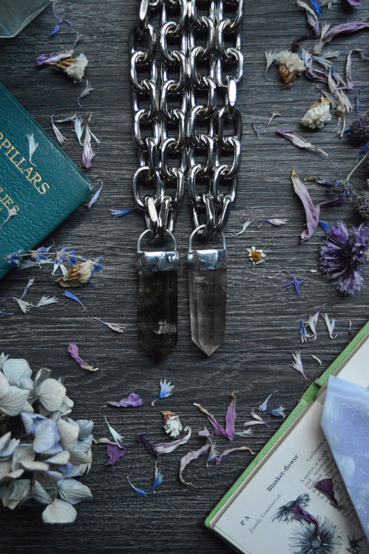 Smokey Quartz Chunky Chain Necklace