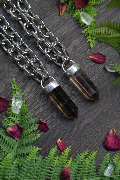 Smokey Quartz Chunky Chain Necklace