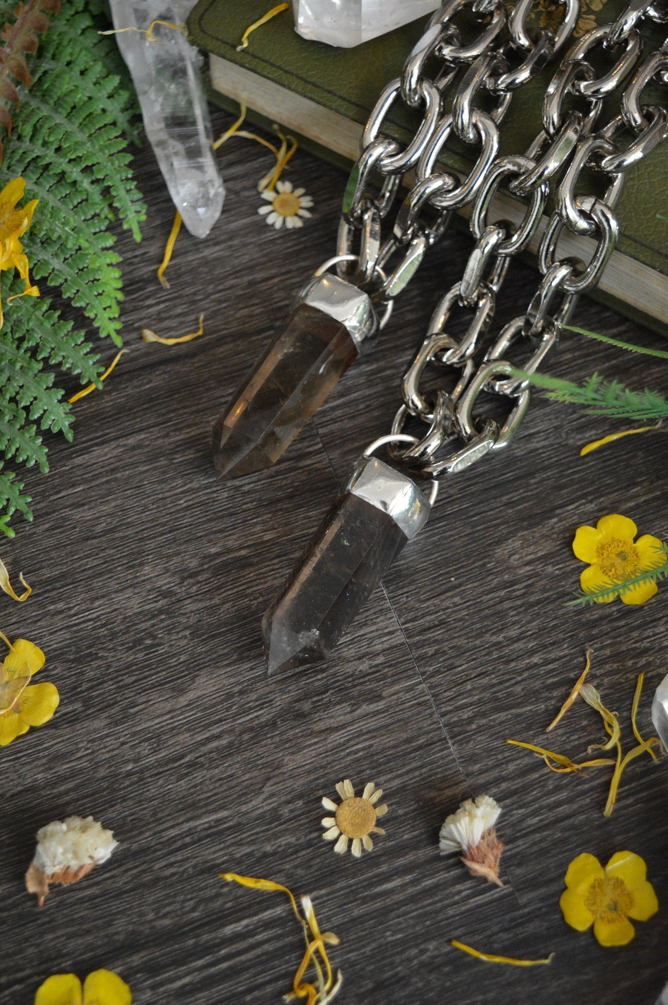 Smokey Quartz Chunky Chain Necklace