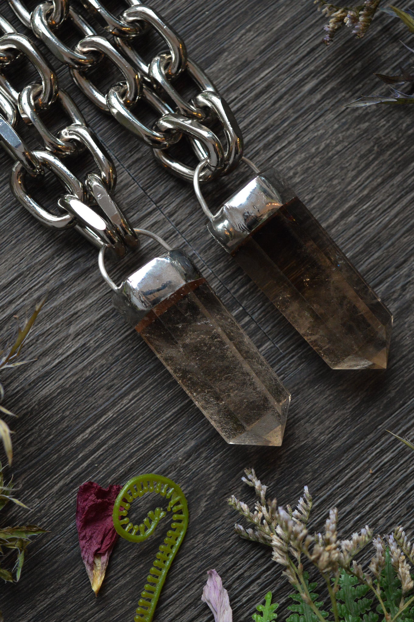 Smokey Quartz Chunky Chain Necklace