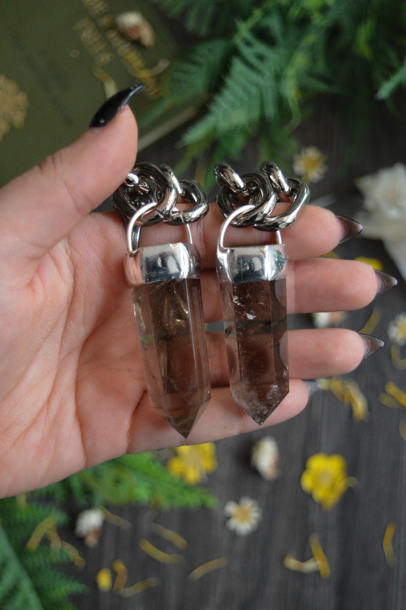 Smokey Quartz Chunky Chain Necklace
