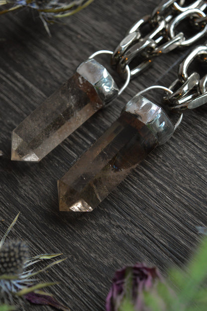 Smokey Quartz Chunky Chain Necklace