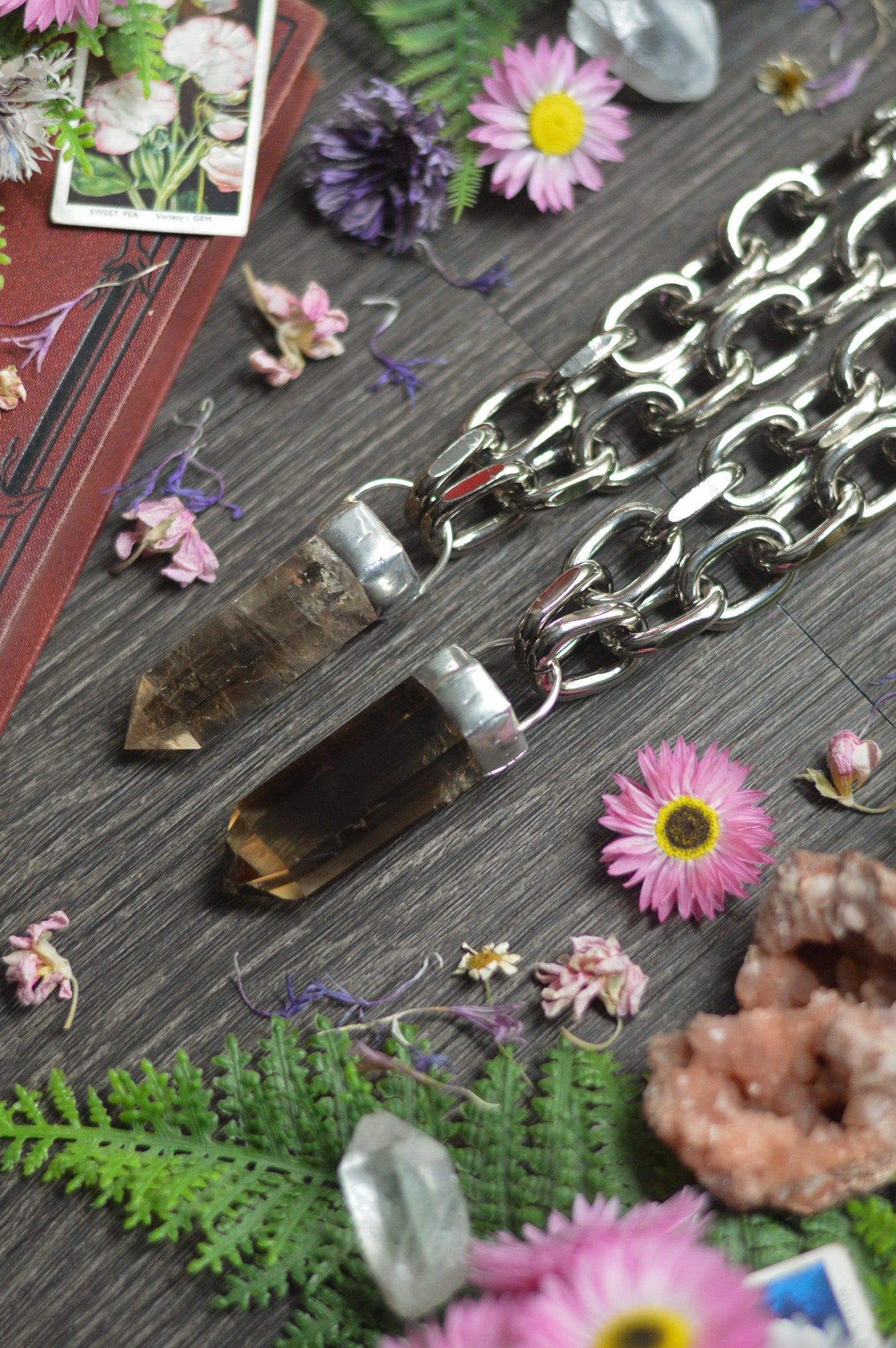 Smokey Quartz Chunky Chain Necklace