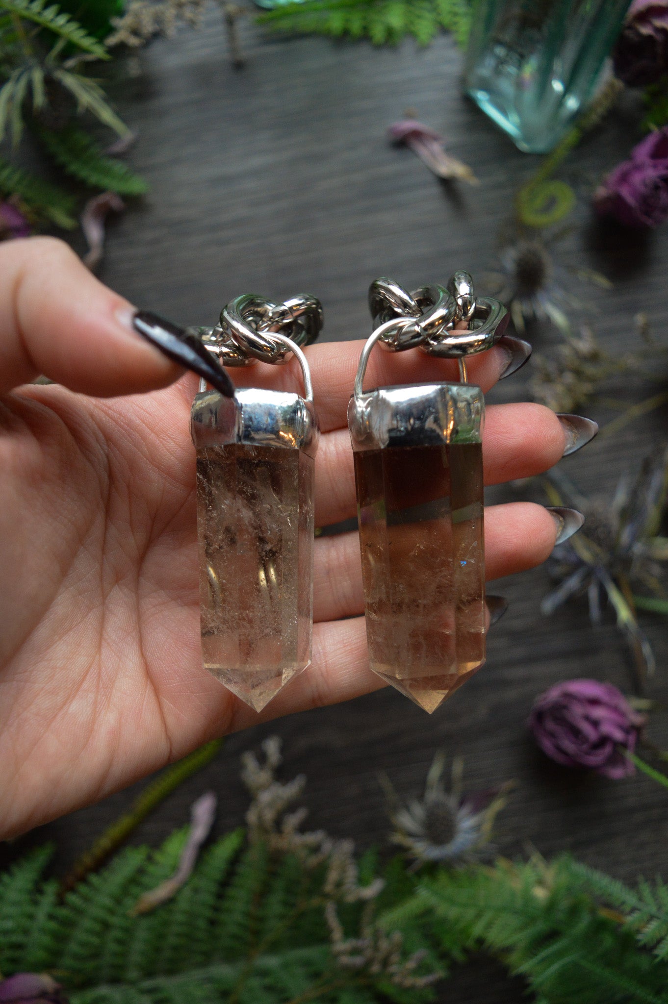 Smokey Quartz Chunky Chain Necklace