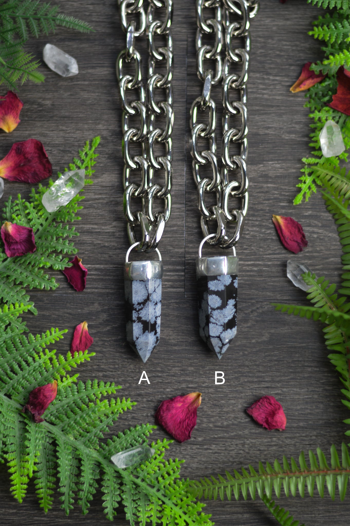 Snowflake Obsidian Chunky Chain Necklace