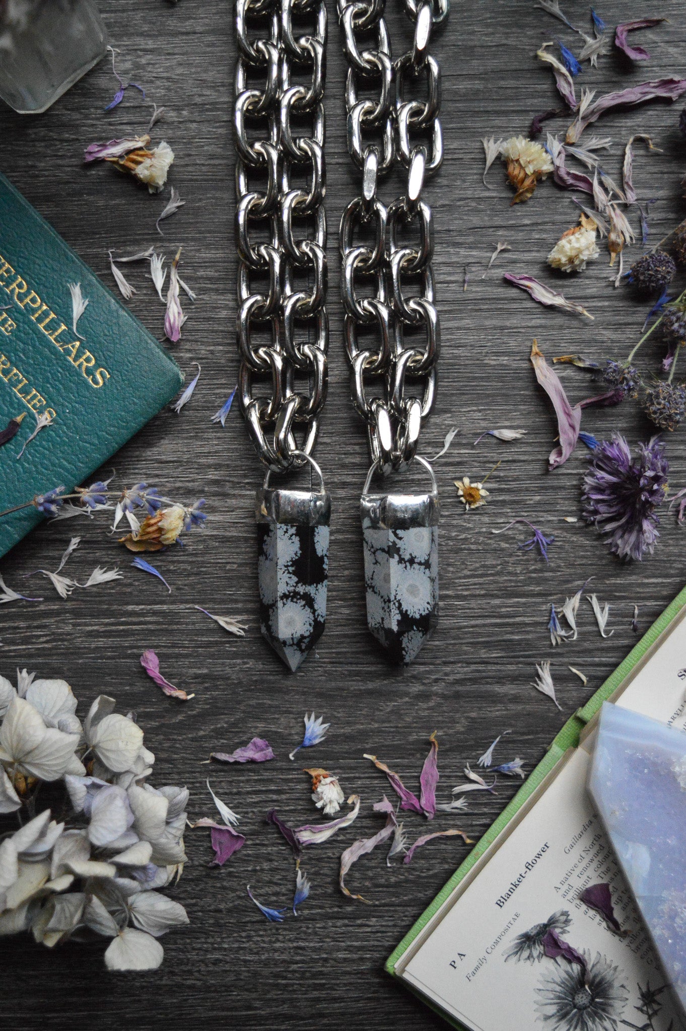 Snowflake Obsidian Chunky Chain Necklace