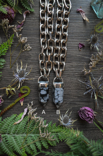 Snowflake Obsidian Chunky Chain Necklace