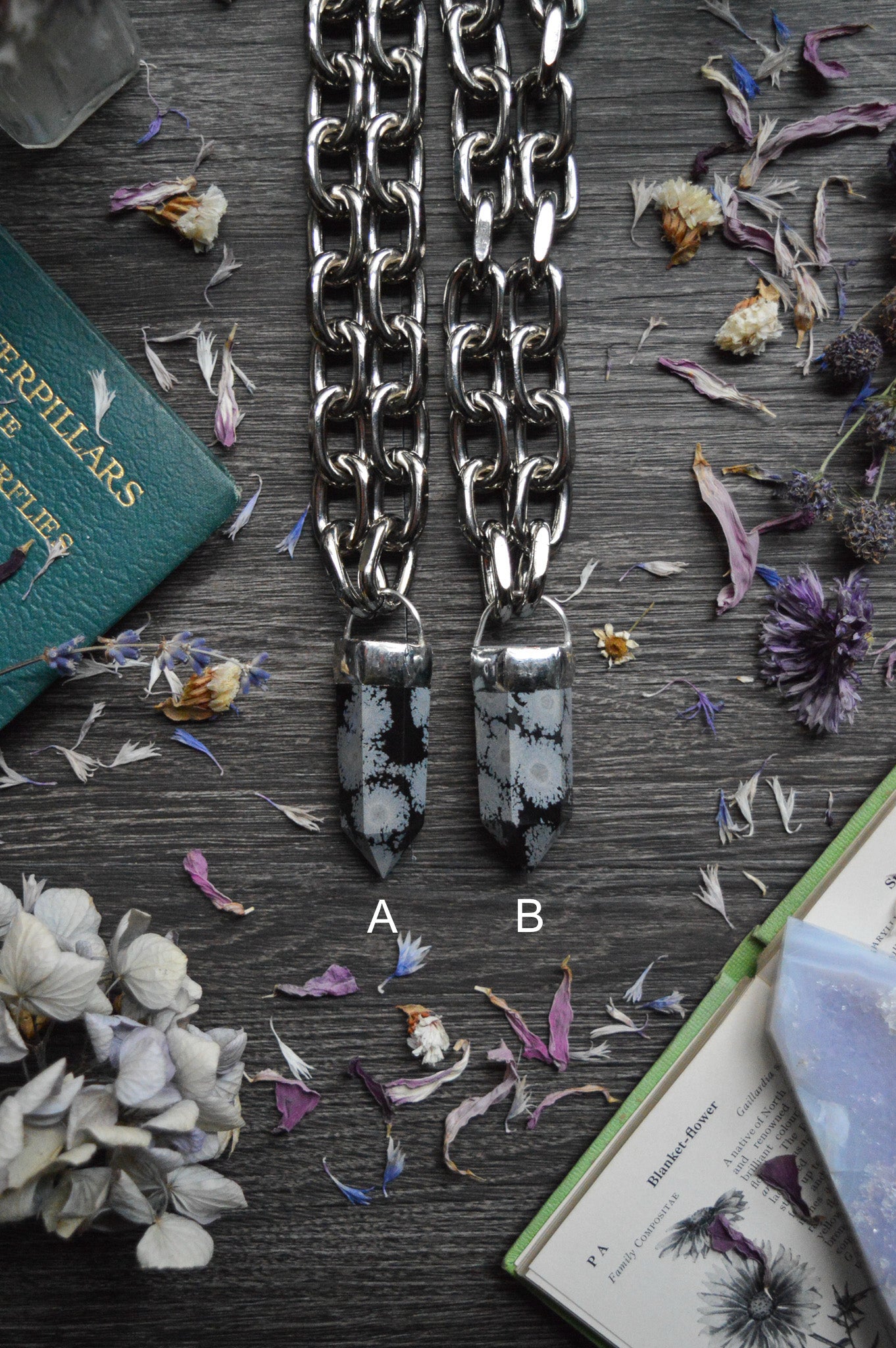 Snowflake Obsidian Chunky Chain Necklace