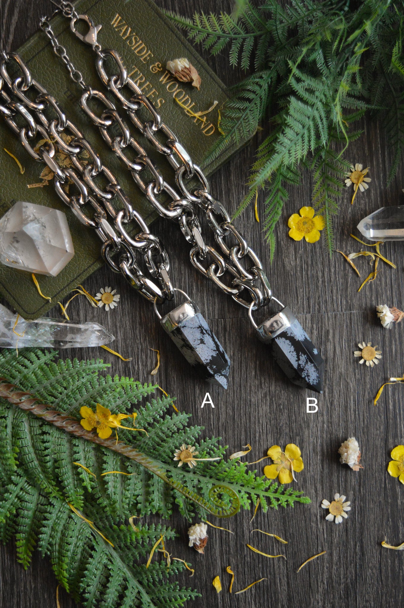 Snowflake Obsidian Chunky Chain Necklace