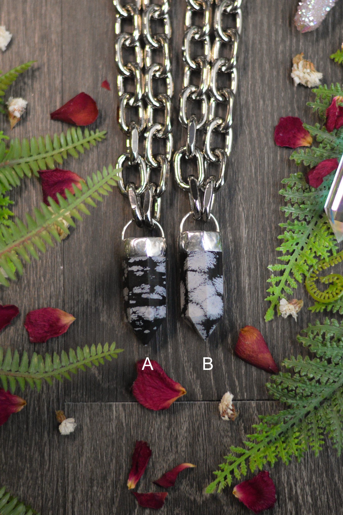 Snowflake Obsidian Chunky Chain Necklace