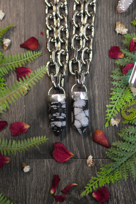 Snowflake Obsidian Chunky Chain Necklace