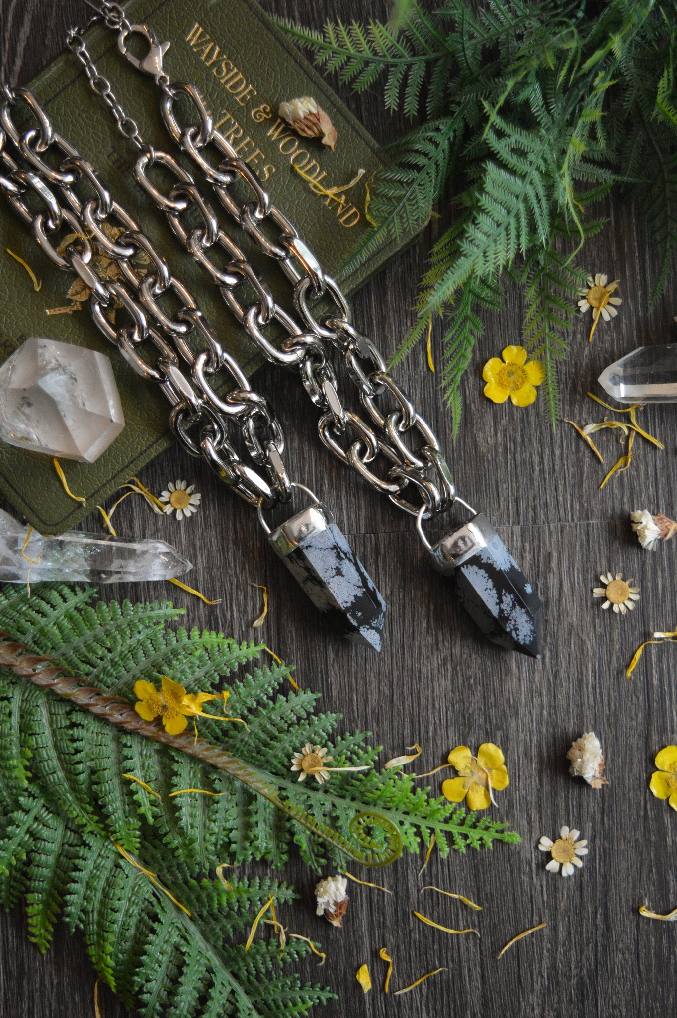 Snowflake Obsidian Chunky Chain Necklace